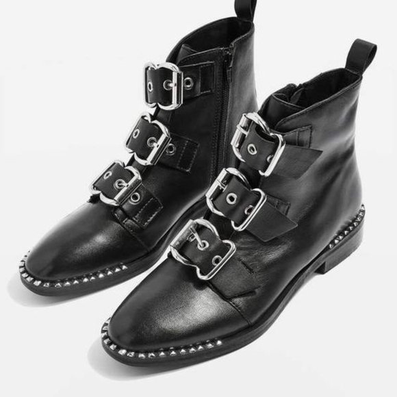 Buckle Ankle Boots -100% Leather Sheep. - Picture 1 of 6
